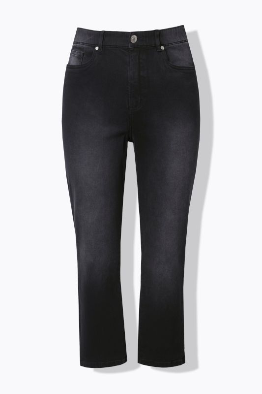 Jean Mom 5 poches, coupe Wide Legs, denim noir