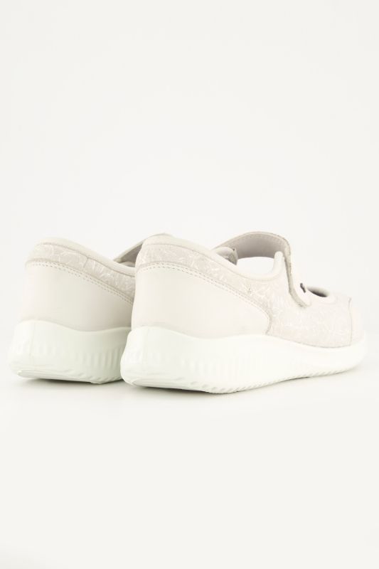 Chaussures en cuir Jomos, fermeture velcro. Motif fleurs. Semelle intérieure amovible - largeur K