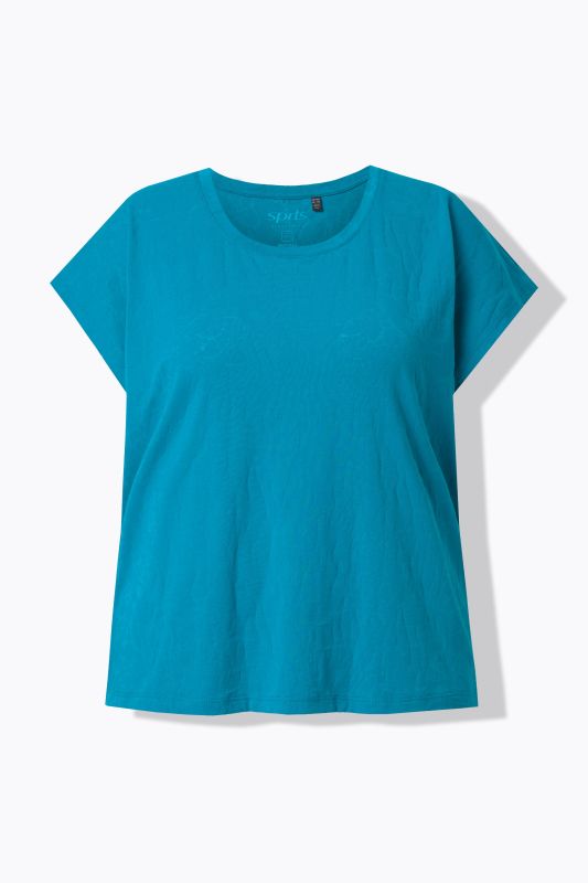 T-shirt oversize à col rond, tissu dévoré, sans manches