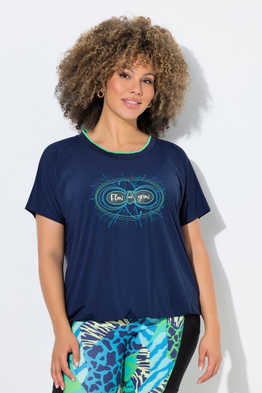 T-shirt technique à base élastique, col rond et manches courtes