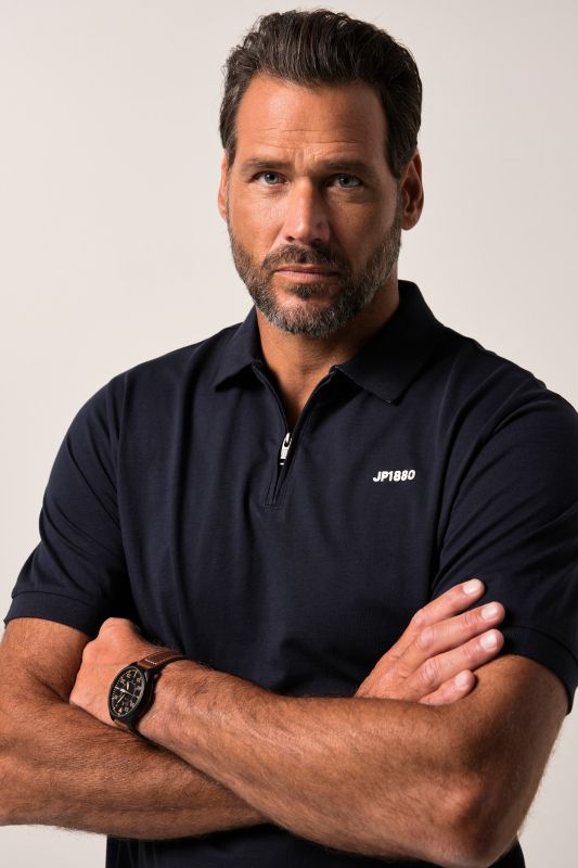 Polo JP 1880 à manches courtes, fermeture zippée - jusqu'au 8 XL