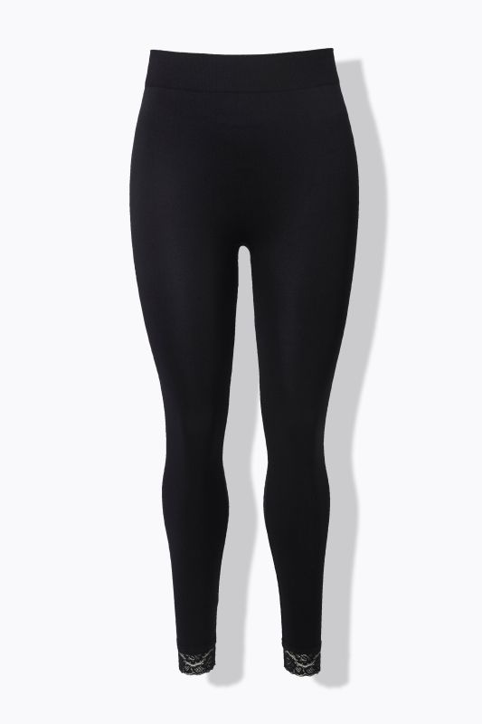 Legging-collant, bas de jambe en dentelle