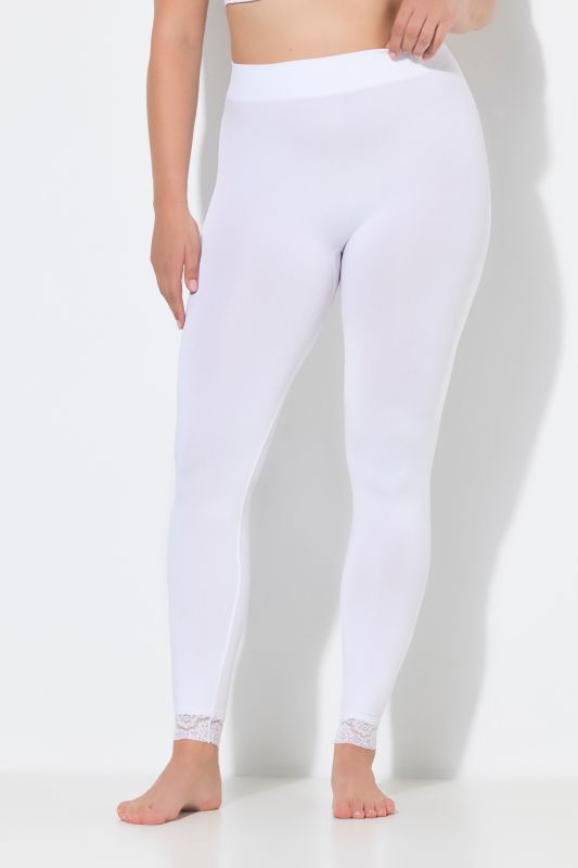 Legging-collant, bas de jambe en dentelle