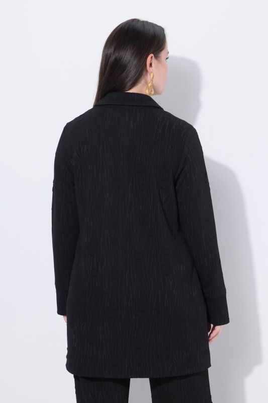 Blazer en jersey Jacquard, manche longues et col chemise, coupe évasée