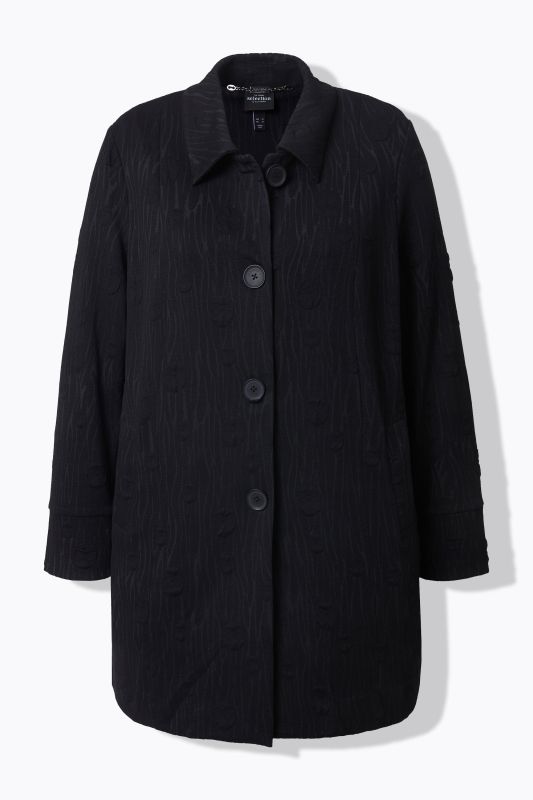 Blazer en jersey Jacquard, manche longues et col chemise, coupe évasée