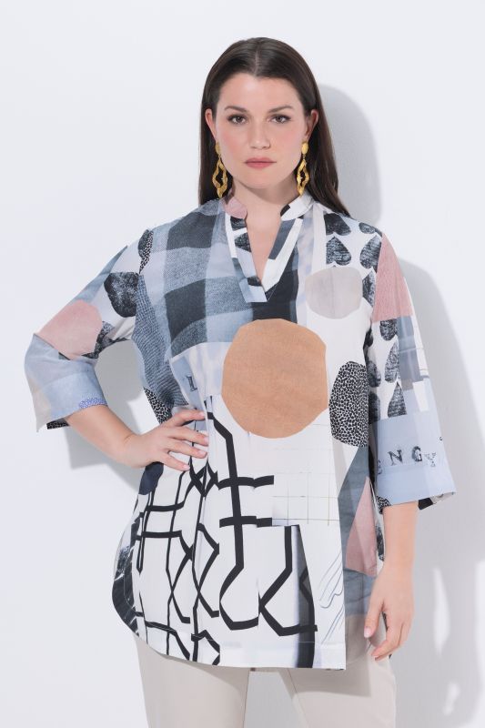 Tunique en Lyocell motif cœurs, encolure esprit tunique et manches 3/4