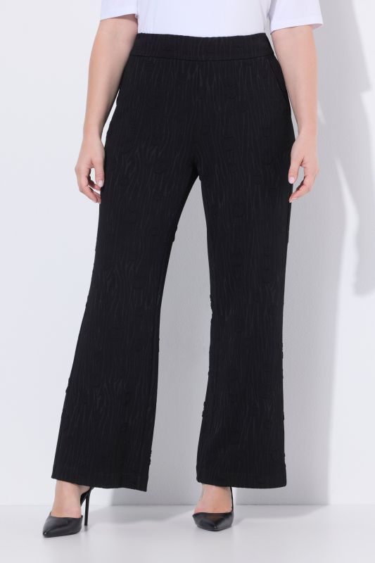 Pantalon en jersey Jacquard, jambe large et taille élastique