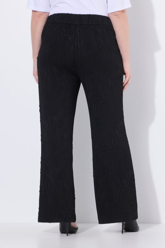 Pantalon en jersey Jacquard, jambe large et taille élastique