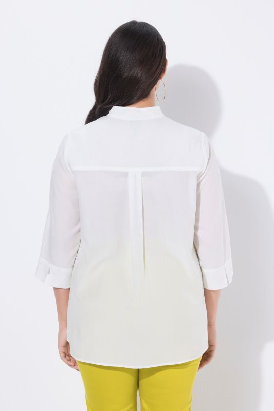 Blouse en Lyocell motif floral, décolleté en V et manches 3/4, coupe évasée