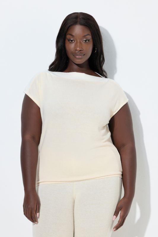 T-shirt d'intérieur sans manches, coupe oversize et encolure bateau, collection Loungewear