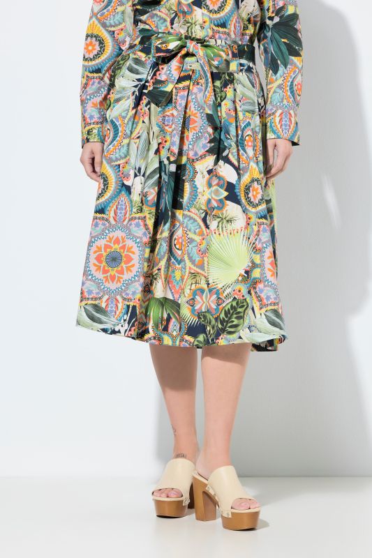 Jupe midi plissée, coupe évasée et taille confortable