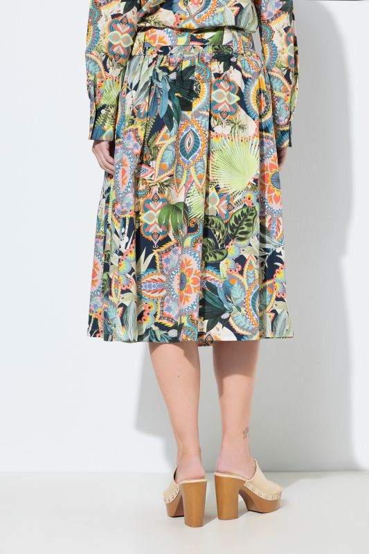 Jupe midi plissée, coupe évasée et taille confortable