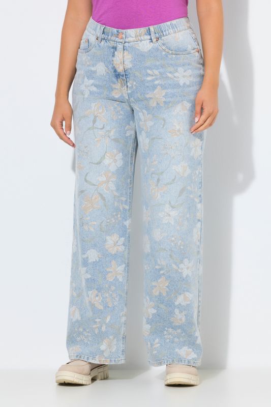 Jean Mary à fleurs, jambe droite et large