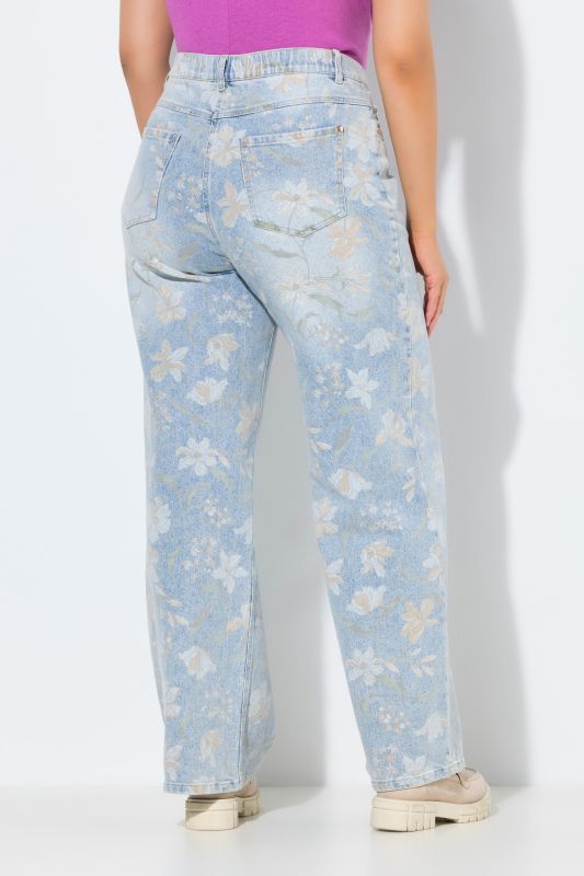 Jean Mary à fleurs, jambe droite et large