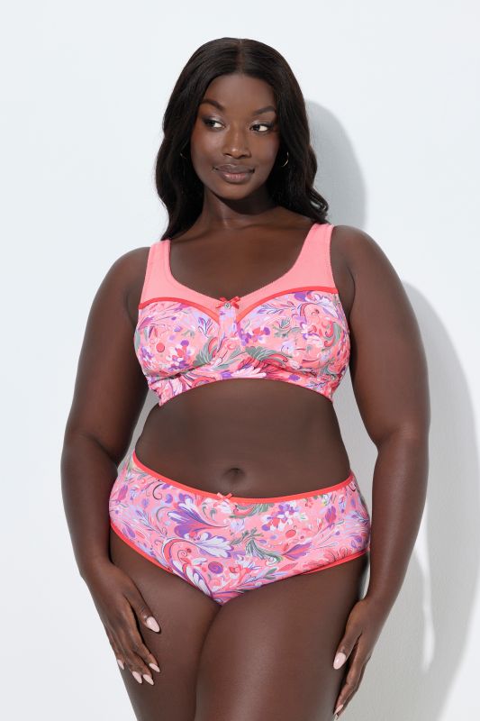 Soutien-gorge de maintien sans armatures, imprimé floral - bonnet C-F