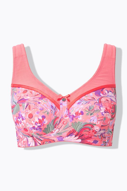 Soutien-gorge de maintien sans armatures, imprimé floral - bonnet C-F