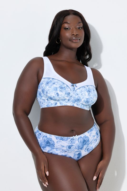 Soutien-gorge de maintien, motif roses, sans armatures, bonnet C-F