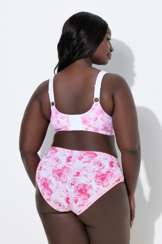 Soutien-gorge de maintien, motif roses, sans armatures, bonnet C-F