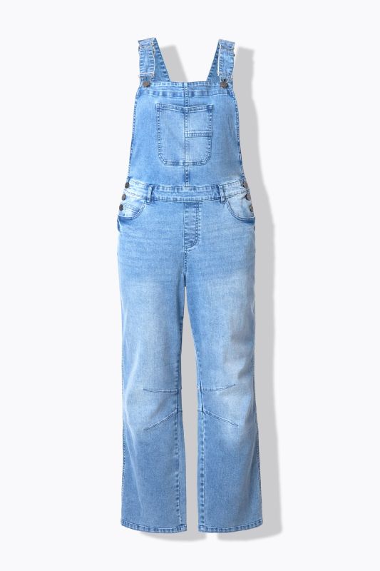 Salopette en jean, bretelles ajustables et boutons sur les côtés
