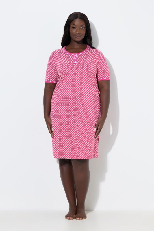 Lot de 2 grands T-shirts, décolleté rond et manches courtes, motif/uni