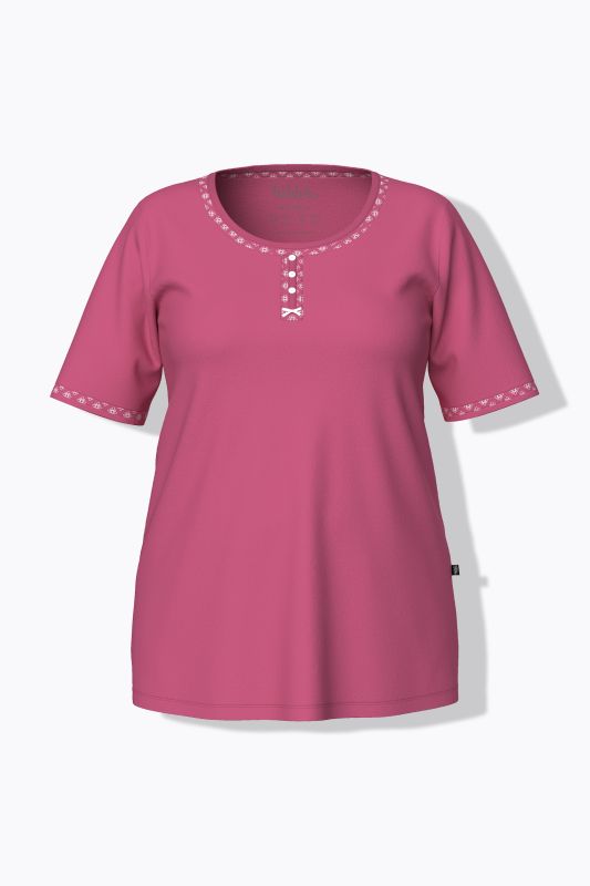 Pyjama 2 pièces avec motif, T-shirt décolleté rond et manches courtes + pantalon avec poches