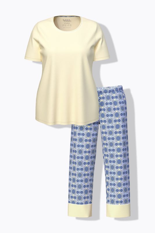 Pyjama 3 pièces, 2 T-shirts col rond et manches courtes, motif graphique