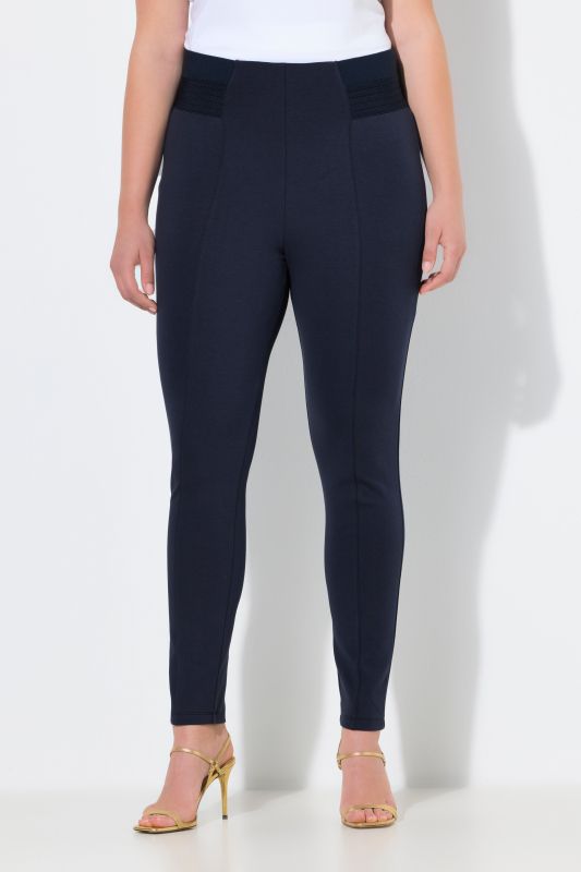 Legging point de Rome avec passepoils, jambe étroite et taille élastique