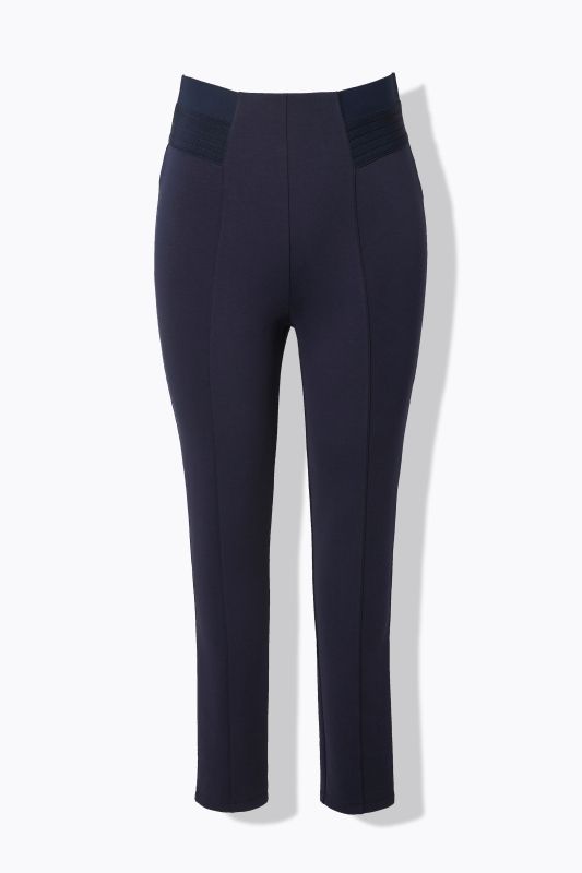 Legging point de Rome avec passepoils, jambe étroite et taille élastique