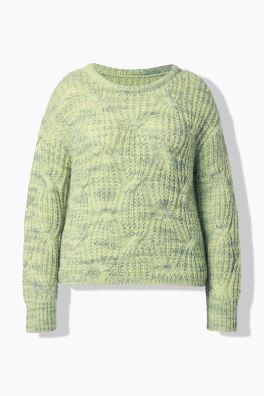 Pull oversize motif torsadé, manches longues et col rond