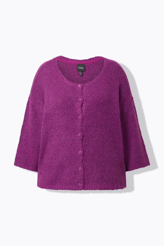 Cardigan oversize, col rond et manches 3/4
