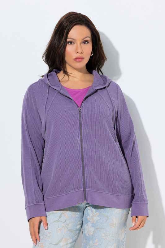 Veste en molleton, tissu piqué nid d'abeille, capuche et manches longues