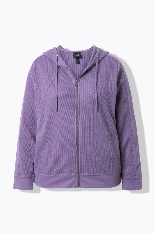 Veste en molleton, tissu piqué nid d'abeille, capuche et manches longues