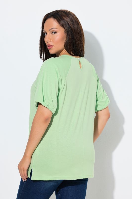 T-shirt en modal mélangé, col rond et manches courtes ballon