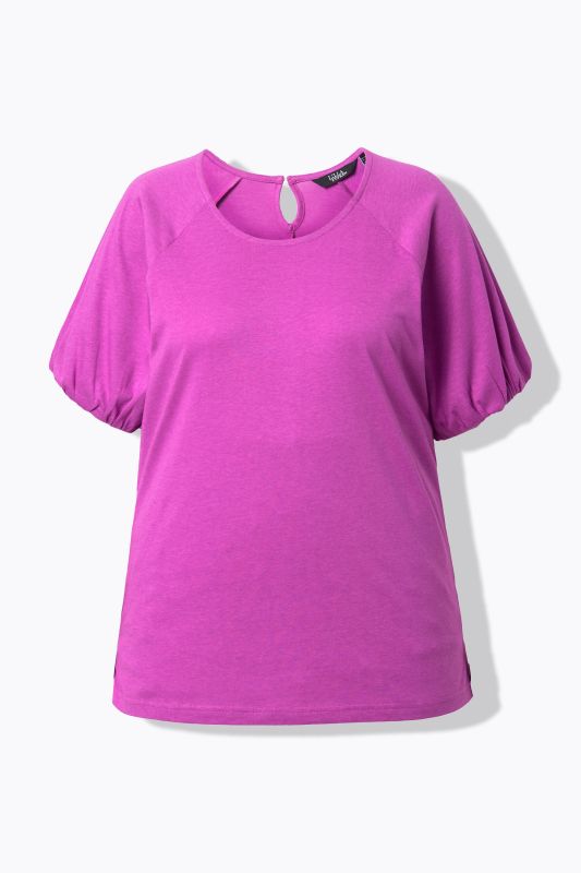 T-shirt en modal mélangé, col rond et manches courtes ballon