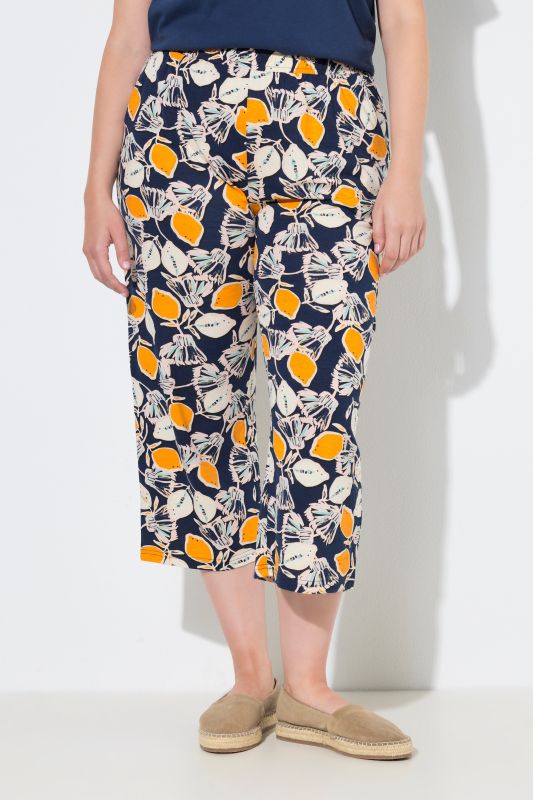 Jupe-culotte en jersey de coton bio, motif citrons et taille élastique