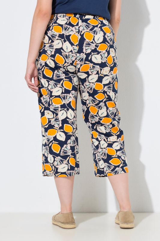 Jupe-culotte en jersey de coton bio, motif citrons et taille élastique
