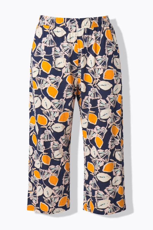 Jupe-culotte en jersey de coton bio, motif citrons et taille élastique