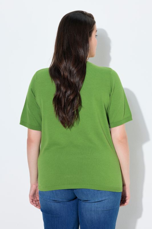 Pull twinset en coton bio, col rond et manches courtes