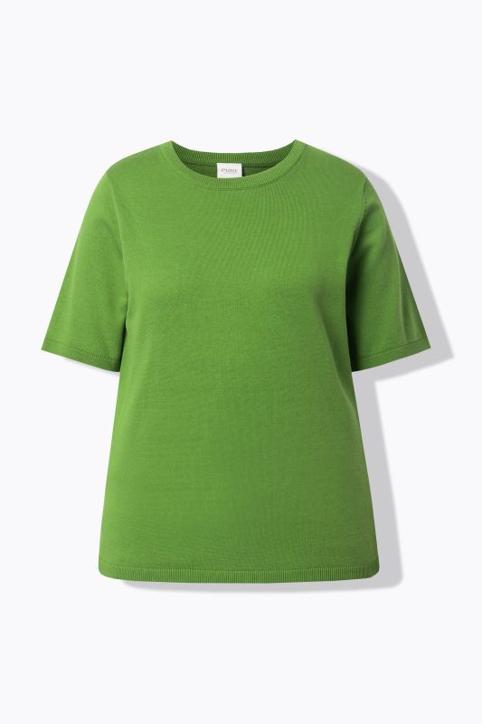 Pull twinset en coton bio, col rond et manches courtes