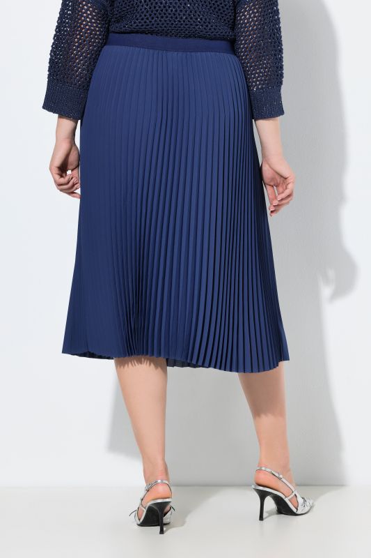 Jupe plissée longueur midi, taille élastique et coupe évasée