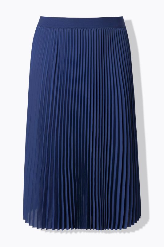 Jupe plissée longueur midi, taille élastique et coupe évasée