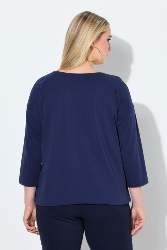 Blouse oversize avec cordon à la base, décolleté rond et manches 3/4