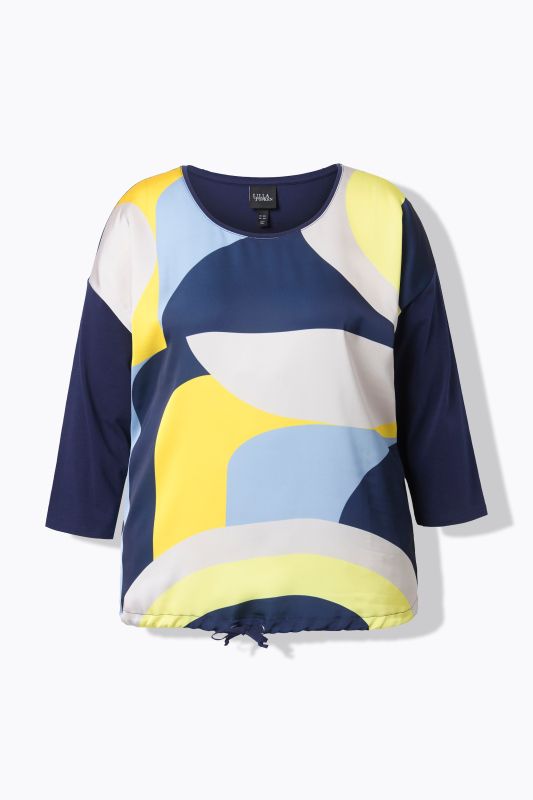 Blouse oversize avec cordon à la base, décolleté rond et manches 3/4