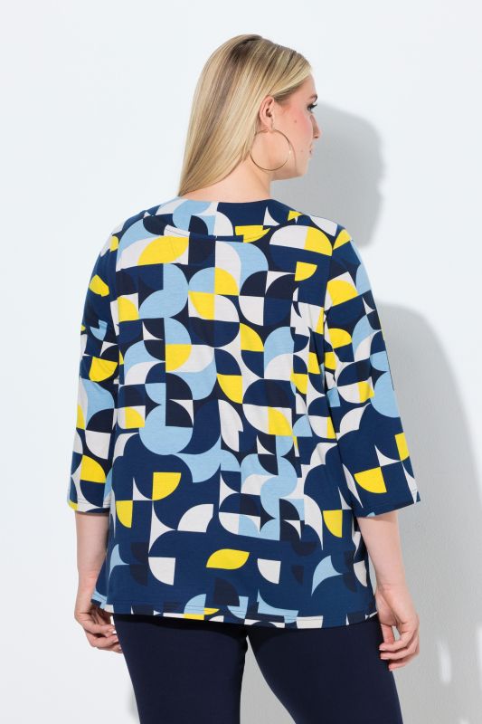 T-shirt coupe évasée, décolleté en V et manches 3/4