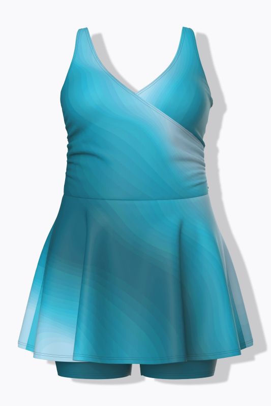 Robe de bain avec bonnets souples et short, style cache-cœur et dégradé de couleurs