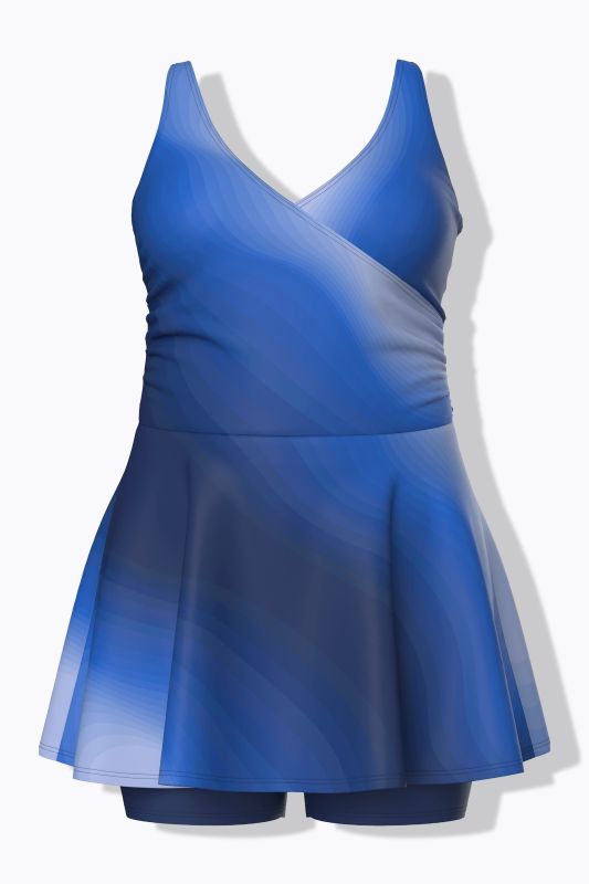 Robe de bain avec bonnets souples et short, style cache-cœur et dégradé de couleurs