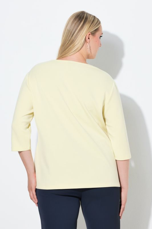 Sweat-shirt en modal mélangé, modèle asymétrique, col rond et manches 3/4