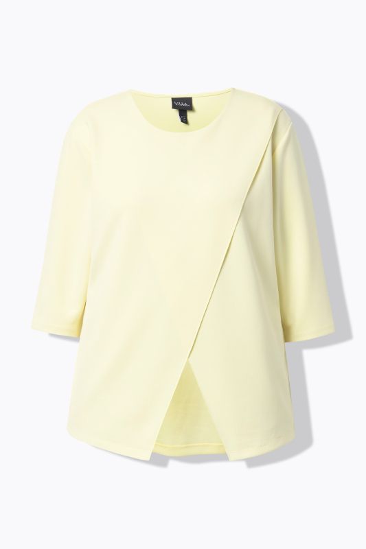 Sweat-shirt en modal mélangé, modèle asymétrique, col rond et manches 3/4