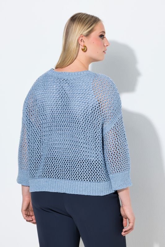 Pull en maille scintillante, modèle oversize, col rond et manches 3/4
