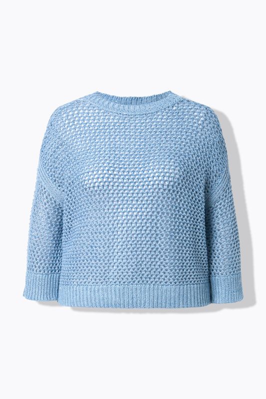 Pull en maille scintillante, modèle oversize, col rond et manches 3/4